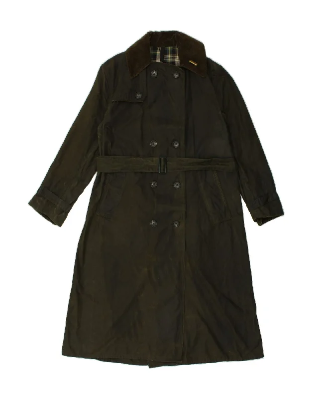 Women's Coats with Fur Trimmed BeltBARBOUR Womens Waxed Cotton Trench Coat EU 34 XS Green Cotton