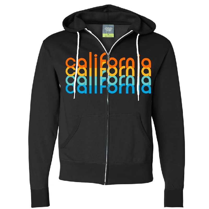 Women's Hooded Sweatshirts with Relaxed WaistCalifornia Rainbow Stack Zip-Up Hoodie