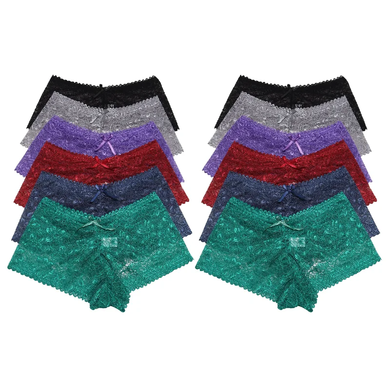 transparent lace thong panties for womenLace Cheeky Boyshort Panties (12 Pack)