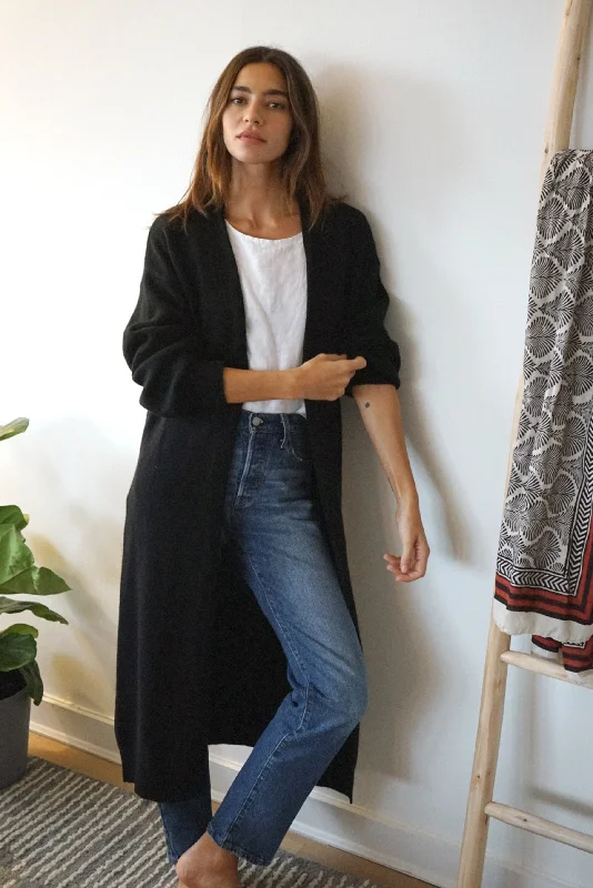 Women's Blouse with Long SleevesThe Cashmere Marlow Long Cardigan // Noir