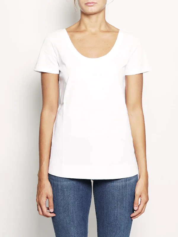 Women's High-Neck BlouseT-shirt con Scollo Ampio Bianco