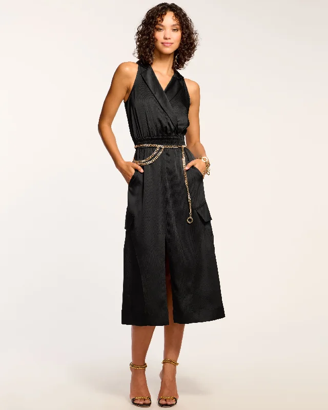 Women's Shawl Collar DressesNikia V-Neck Midi Dress