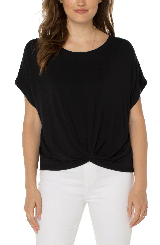 Women's Jodhpurs with Rounded CollarPETITE TWIST FRONT DOLMAN KNIT TEE