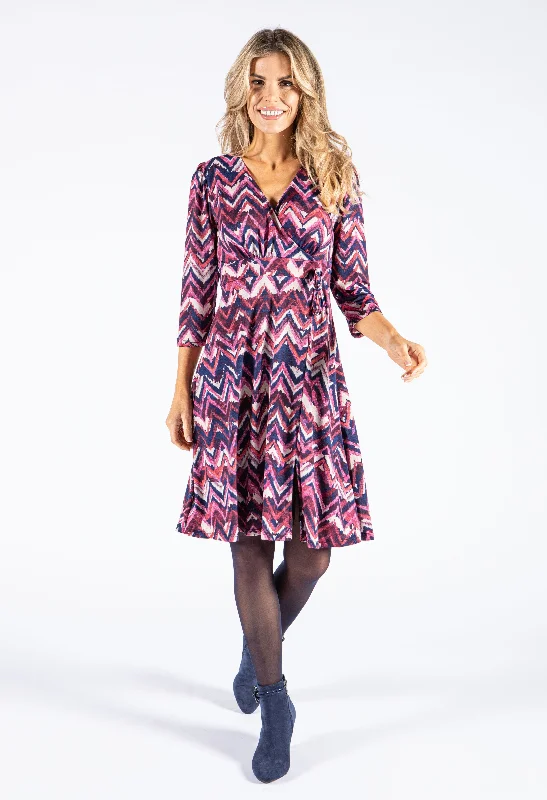 Women's Fall ShortsAbstract Print Wrap Bodice Dress