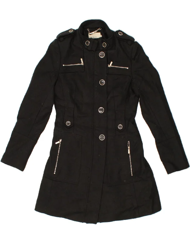 Women's Coats with HoodKAREN MILLEN Womens Overcoat UK 10 Small  Black Wool