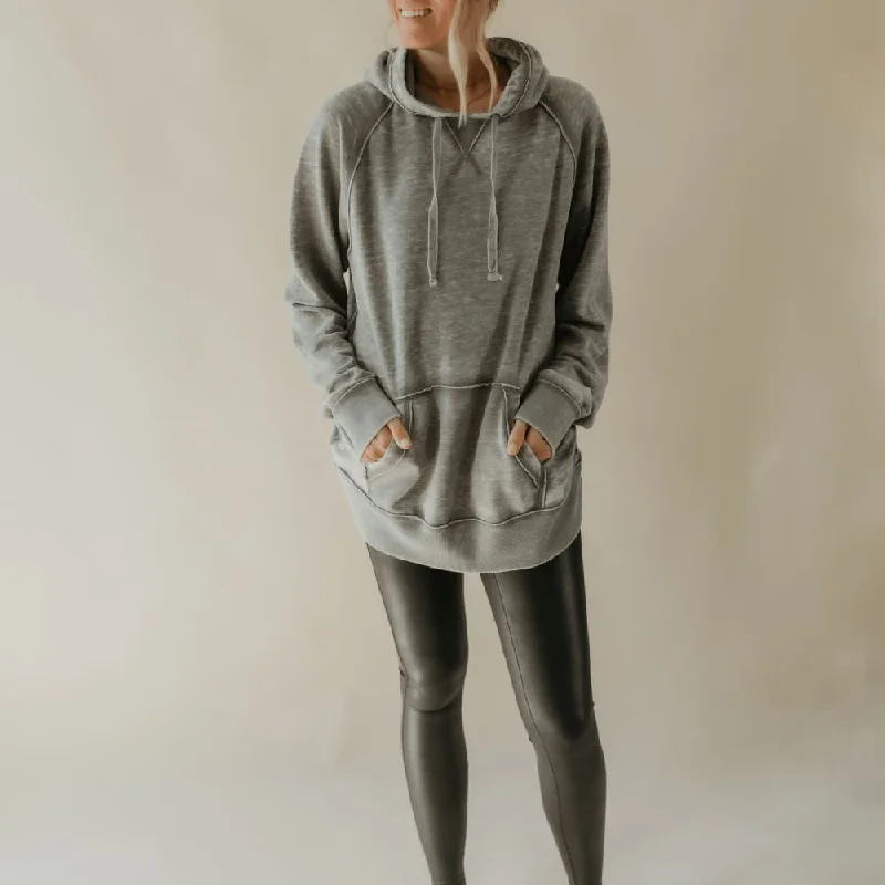 Women's Hooded Sweatshirts with Gradient LiningVintage Fleece Hoodie - Cement