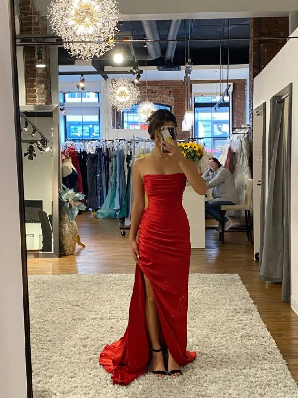 Women's Boat-Neck DressesRed Party Prom Dresses Sexy Long Evening Dress       S6600