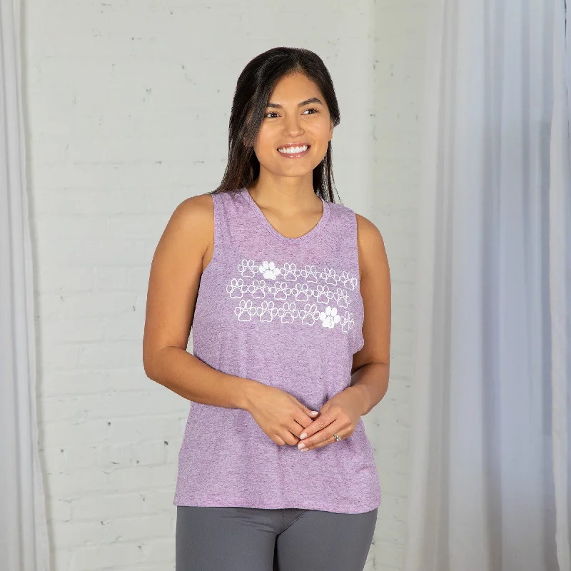 Women's Blouse with TasselsPurple Paw Heathered Tank Top