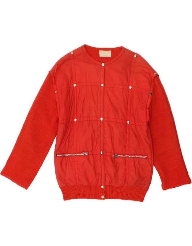 Women's Coats with Fur Trimmed ButtonsICEBERG Womens Bomber Jacket IT 44 Medium Red Cotton