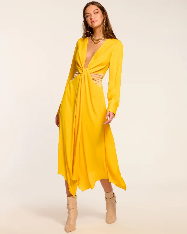 Women's Round-Neck DressesColorblock Tatia Long Sleeve Midi Dress