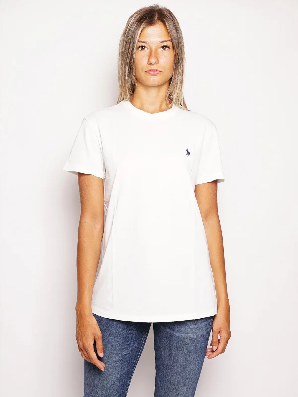 Women's Blouse with Square CollarT-shirt in cotone Bianco