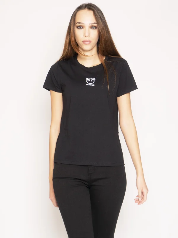 Women's Blouse with ButtonsT-shirt con Logo Ricamato Nero