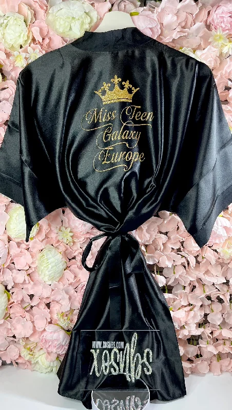 women's button-down pajama shirtsKids | Personalised Satin Robes | Black