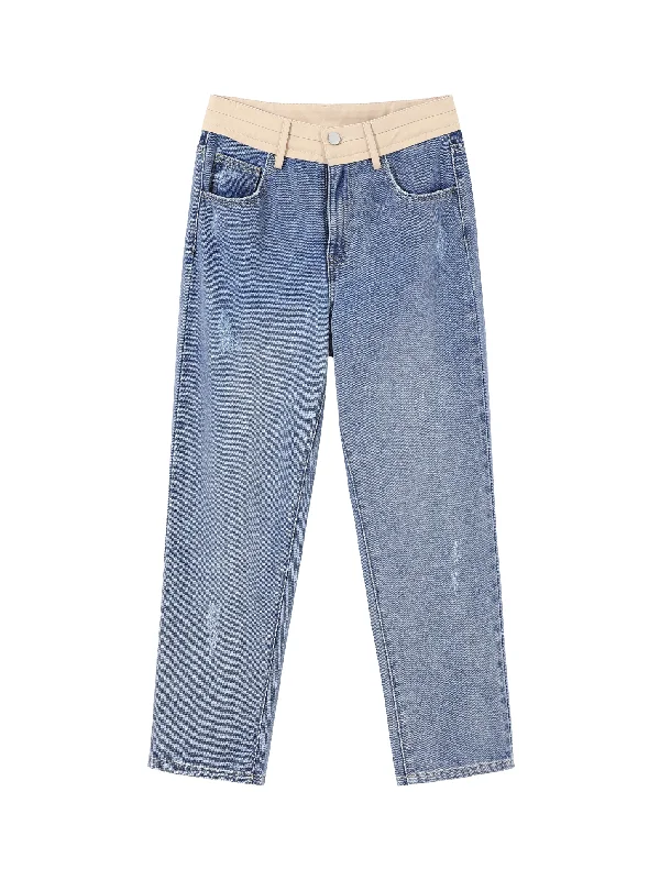 Women's Spring ShortsContrast Relaxed Jeans