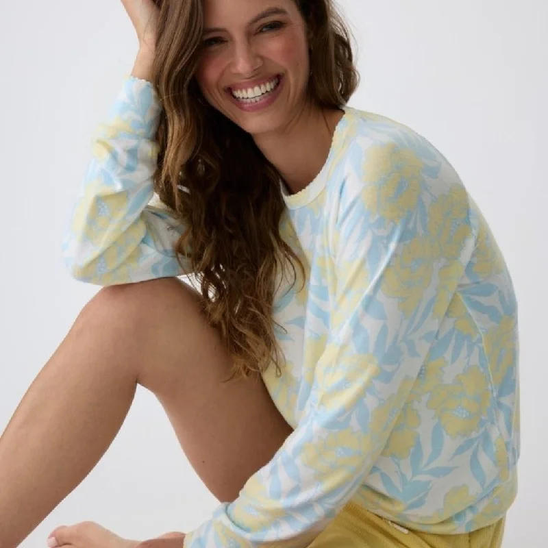 women's pajamas featuring floral embroideryP.J. Salvage Sunshine Fields Long Sleeve Top