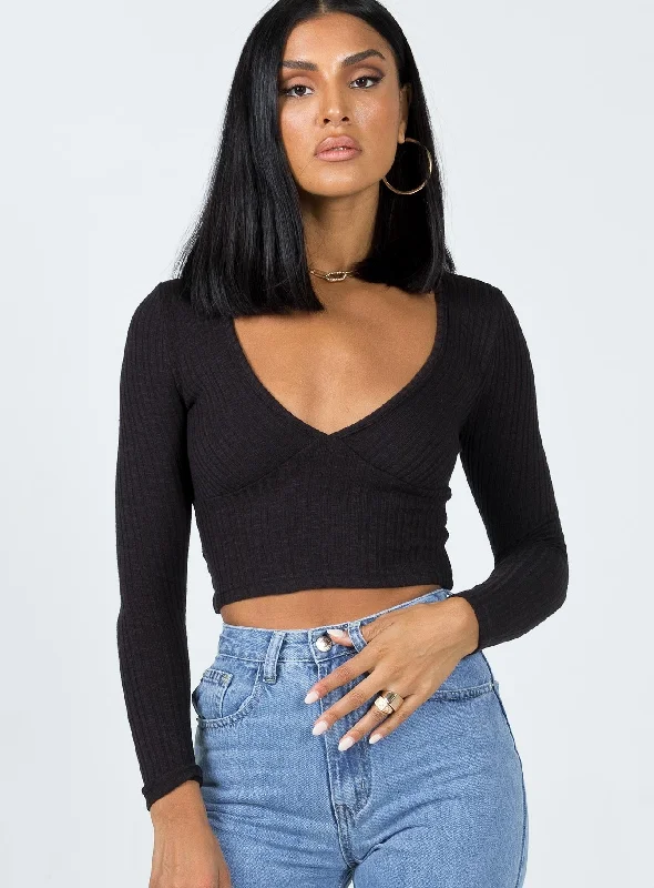 Women's Blouse with Shirt CollarKeyla Top Black