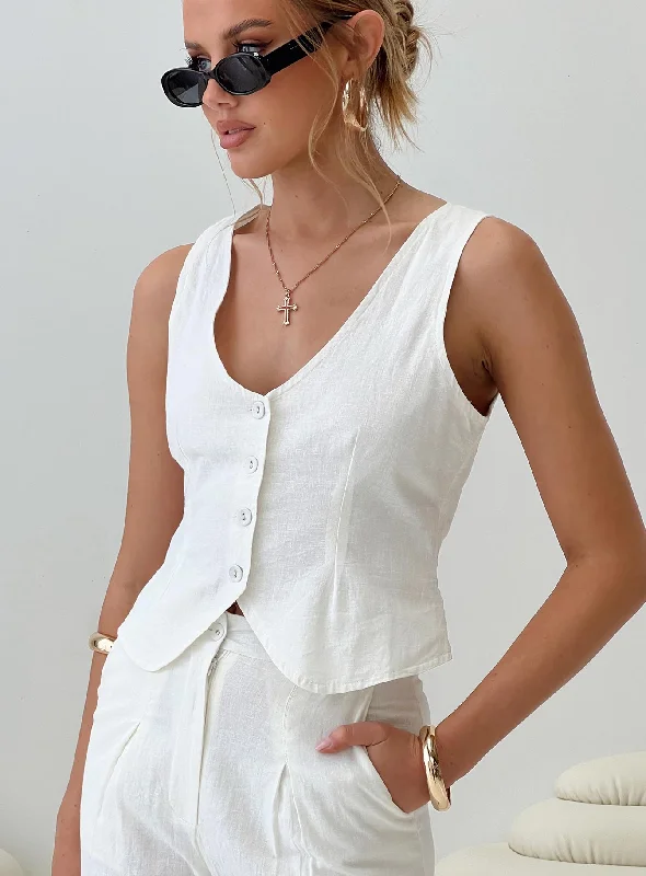 Women's Blouse with PleatsSofi Vest Top Natural