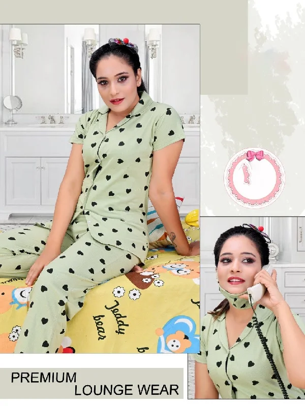 high-quality women's pajama setsCotton Ladies Green Night Suit Wear Set