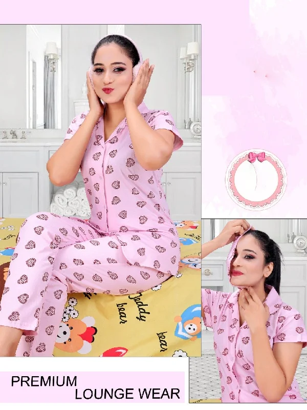 women's pajamas for gift-givingWomen Light Pink NightSuit Wear Set